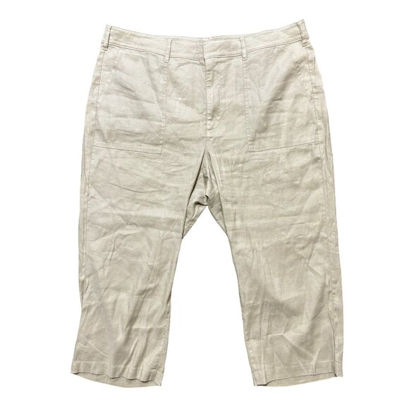 NEW NYDJ Cropped Utility Pants in Stretch Linen in Feather Tan SZ 16W - Picture 4 of 13